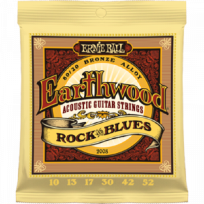 Ernie Ball P02008, Rock & Blues, 10-52, 80% медь и 20% цинк, акустические