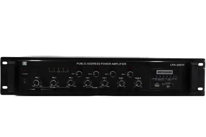 PS-Sound LPA-200TF, усилитель мощности, 200Вт на 4 зоны, 5in + 1out, USB, BT, SD, FM