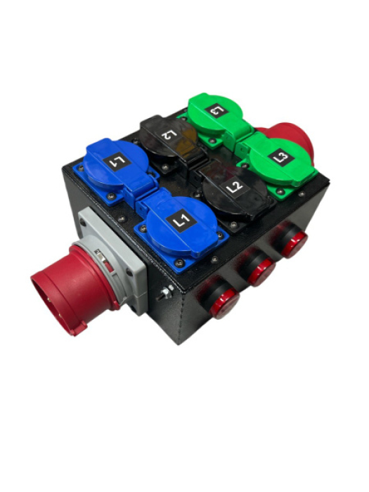 BELBOX BB-1601-1MR, устройство распределительное, вход CEE-380В/16А, выход CEE-380В/16А + 6xSHUKO-220В/16А, индикаторы включения фар (Серия: staNdart, Степень защиты: IP44)