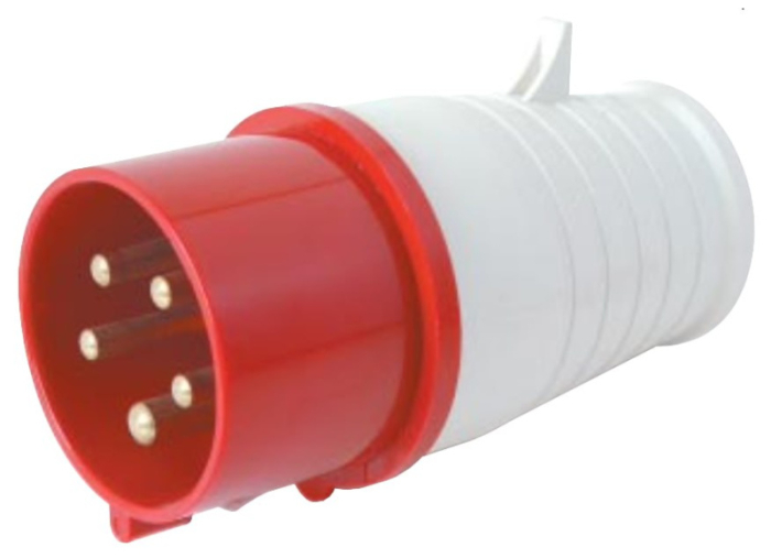 BELBOX BB-015, вилка силовая кабельная, 16А, 380В, 5P, 3P+N+E, IP44, красная