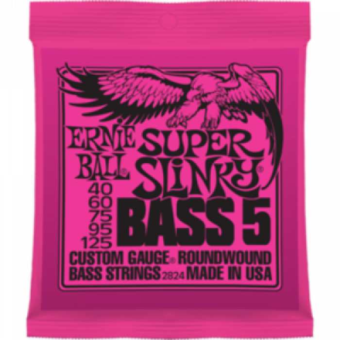 Струны Ernie Ball 2824, Super 5-string Bass, 40-125, никель